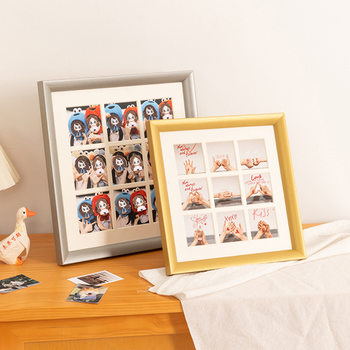 Log Color DIY Jiugongge Photo Frame Couple Wedding Commemoration Photo Made into Picture Frame Wall Hanging Children's Photo