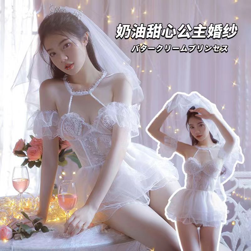 情趣内衣 女士 性感诱惑透明白色婚纱唯美新娘装套装厂家代发2040