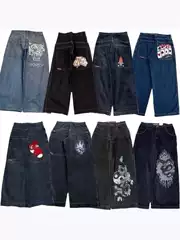 Jnco Y2K Loose Jeans Men's Pattern Hip Hop Streetwear Harajuku Men's Wide Leg Pants