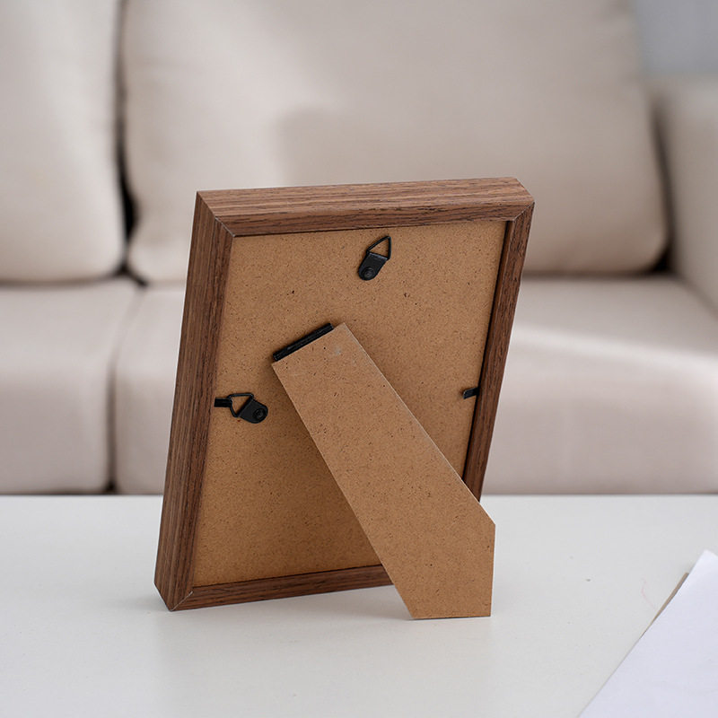 Wooden Photo Frame Simple Creative Photo Frame Teak Color Hollow Desktop Ornaments Family Simple Anniversary Decorative Picture Frame