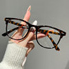 Tea Tortoise Shell Rice Nail Glasses Frame 2025 New Big Face Slimming Look Ultra-Light Flat Glasses