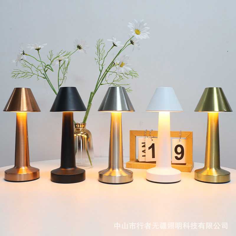 Cross-border creative Nordic modern bedside bar bedroom USB charging touch wrought iron dumbbell table lamp night light atmosphere