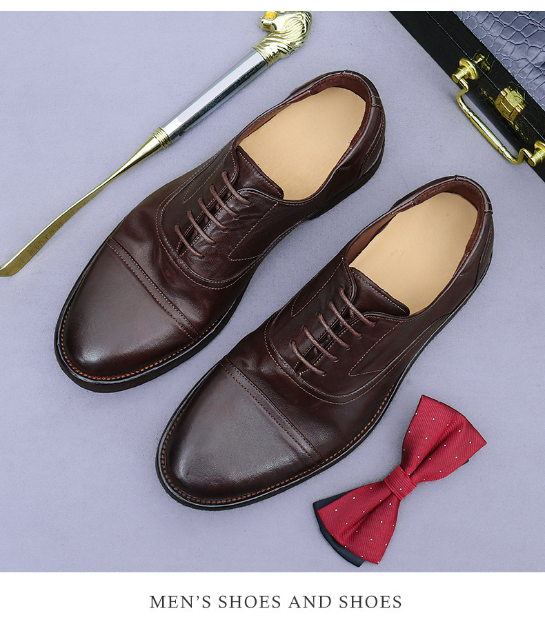 Giày da nam derby mũi tròn da ngựa Ý thủ công Goodyear — Màu đen, Màu cà phê