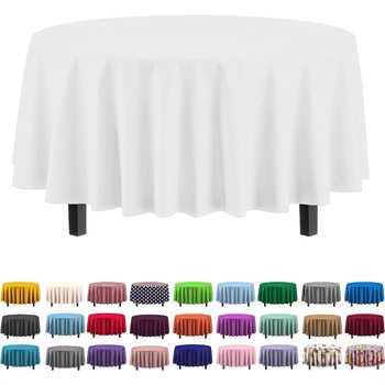 Amazon Disposable Solid Color Round Tablecloth Thickened High Sense Waterproof Party Hotel Plastic Tablecloth 213cm