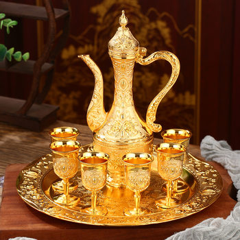 Liquor Glass Set for Home Use, High-End Small One-Shot Cup with Handle, Wine Divider, European-Style Home Restaurant Wine Bottle Full Set