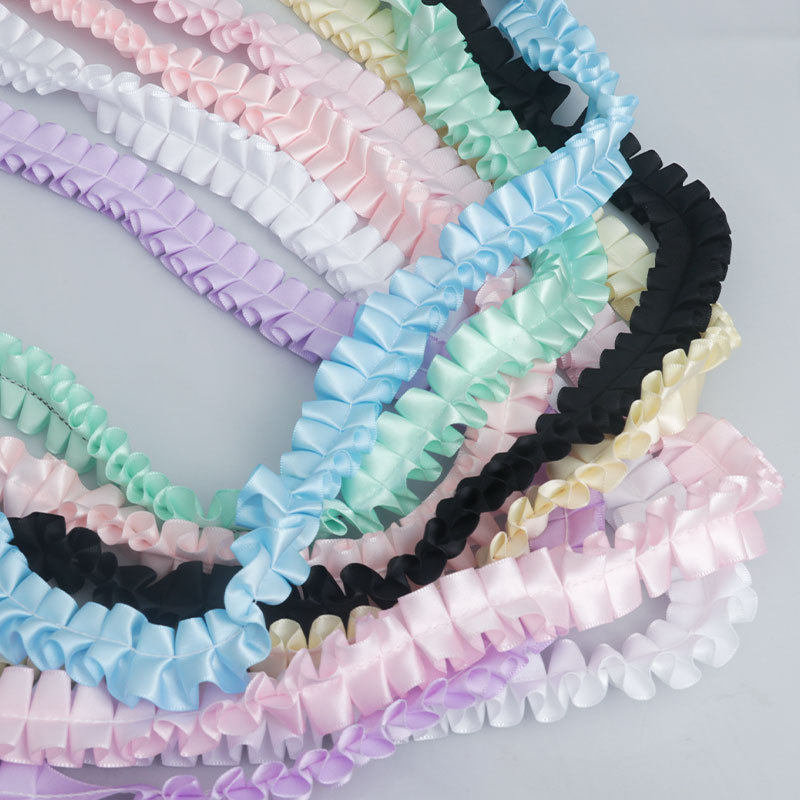 2.5cm Bilateral Polyester Wrinkle Lace Accessories DIY Bags Should Aid Brand Doll Craft Hat in stock Accessories