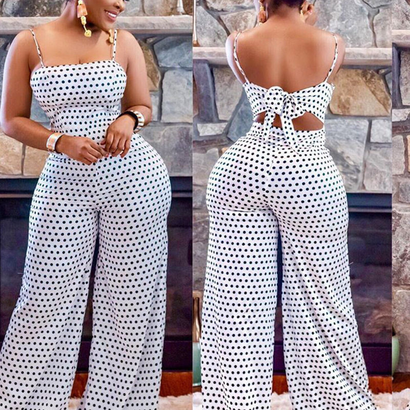 Polka Dot Print Strapless Jumpsuit Womens Fashion Trendy Design Comfortable Fit Perfect for Summer Events