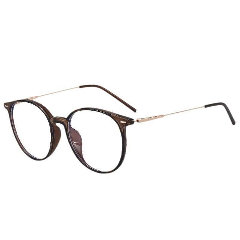 Douyin Translucent Tea Gold Glasses Ultra-Light Cold Brown Plain Makeup Artifact Female K-Style Myopia Can Be Equipped with Prescription Eye Frame Frames