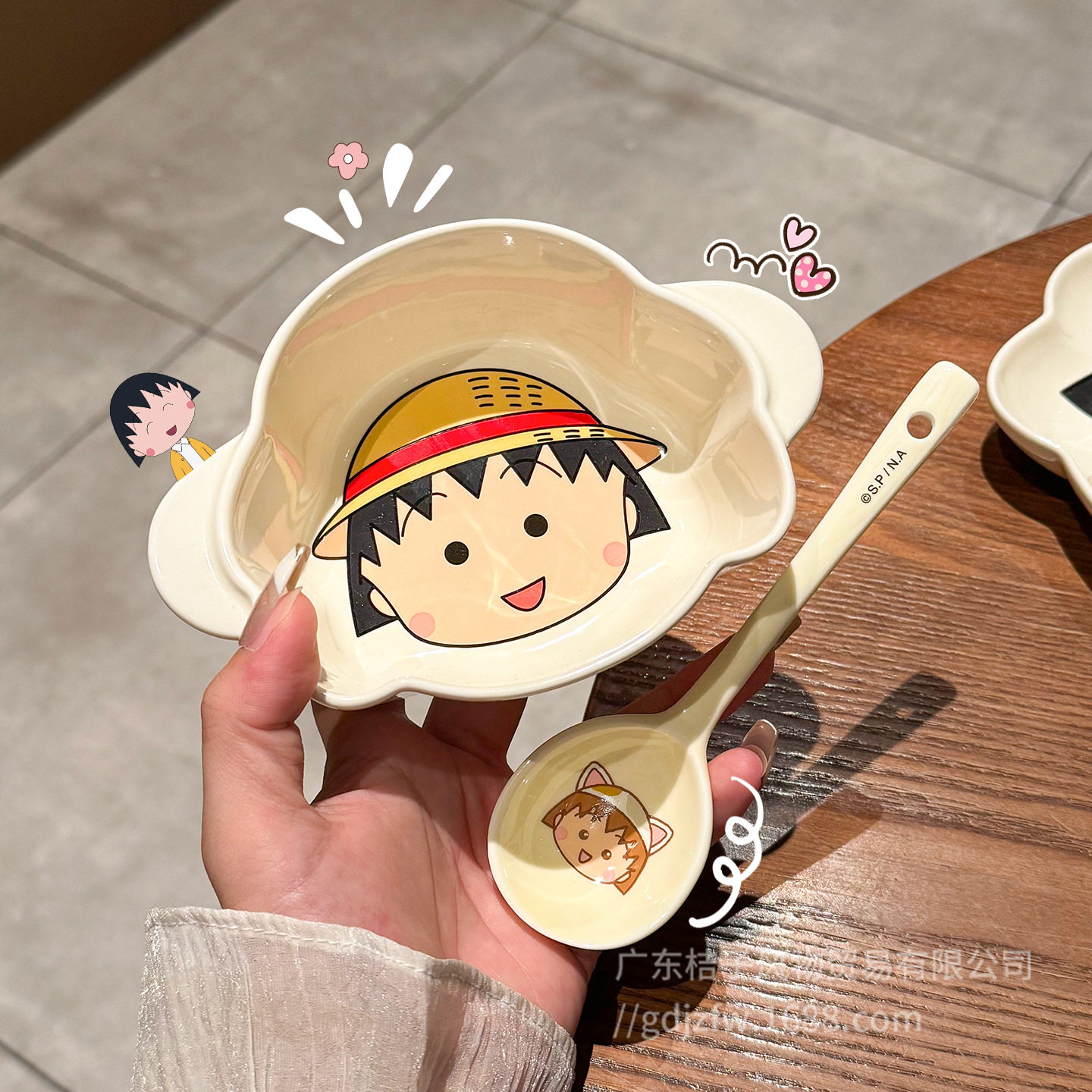 Chibi Maruko-Chan Co-Branded Ceramic Bowl and Plate Set for Home Use 2025 New High-Looking Baby Eating Personal Use
