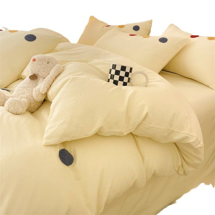 Class A maternal and infant grade wash cotton towel embroidery four-piece set super soft baby cotton children's bedding student dormitory three-piece set 4