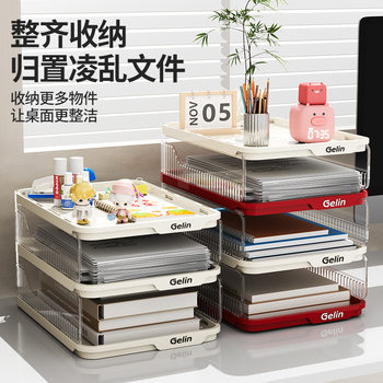 Dopamine Transparent Visual File Rack Desktop Storage Cabinet File Storage and Organization Stationery Office A4 Paper Lazy Person