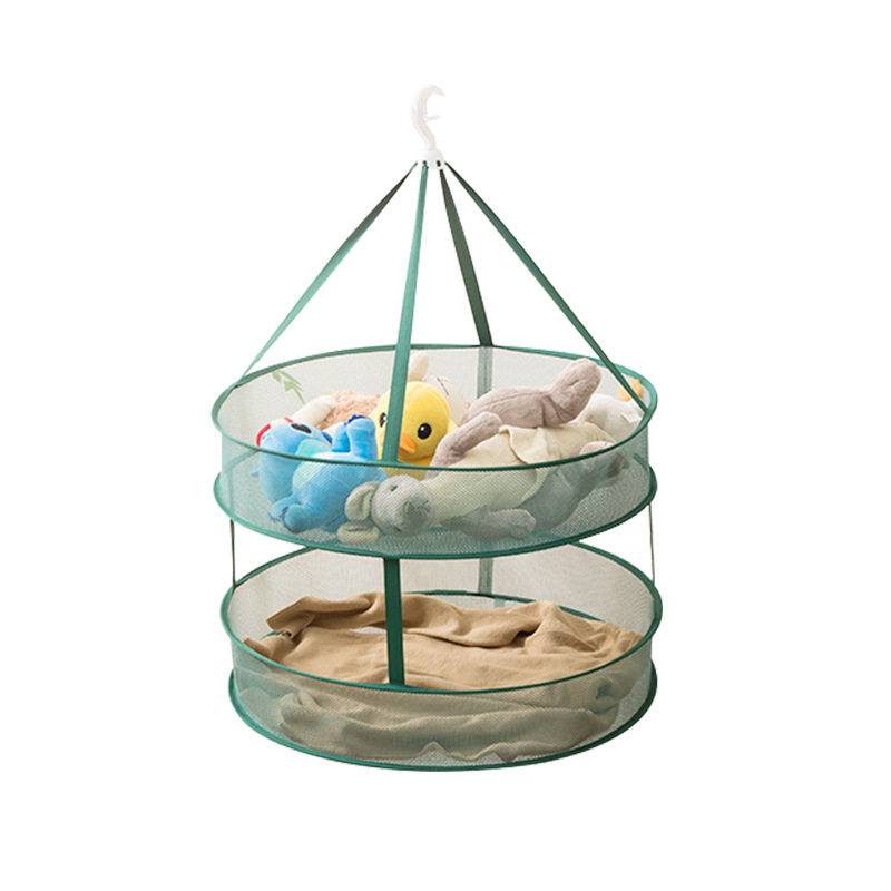 New dark green clothes basket woolen sweater anti-deformation drying net pocket multi-functional drying net household clothes basket wholesale