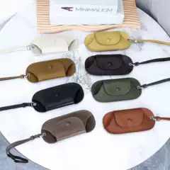 Genuine Leather Flip-Top Magnetic Neck-Hanging Glasses Case for Sunglasses, Prescription Glasses, and Reading Glasses Storage Bag, Eyewear Pouch, Fashion Accessory