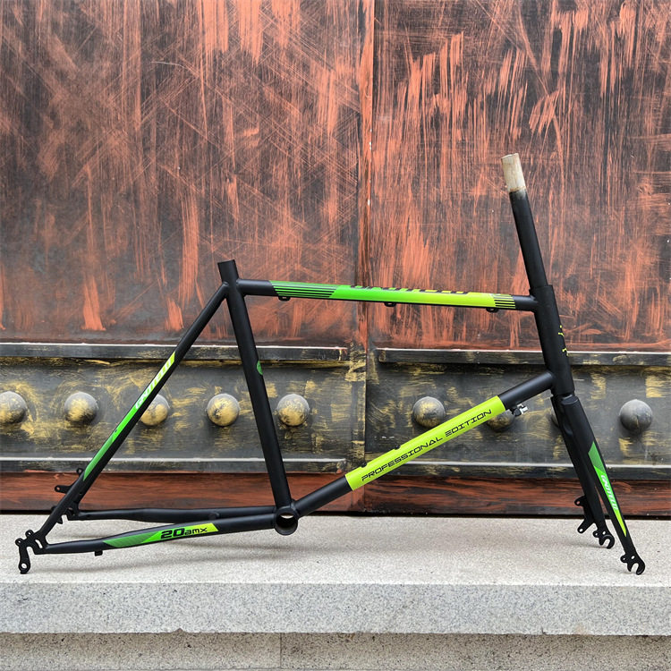 ディスクCブレーキ兼用フレーム+マットカラフル蛍光イエロー＆グリーンフォーク