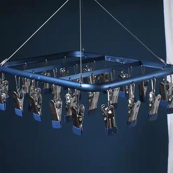 Multi-clip drying tray socks underwear aluminum alloy metal clip hanger balcony drying multifunctional seamless clip