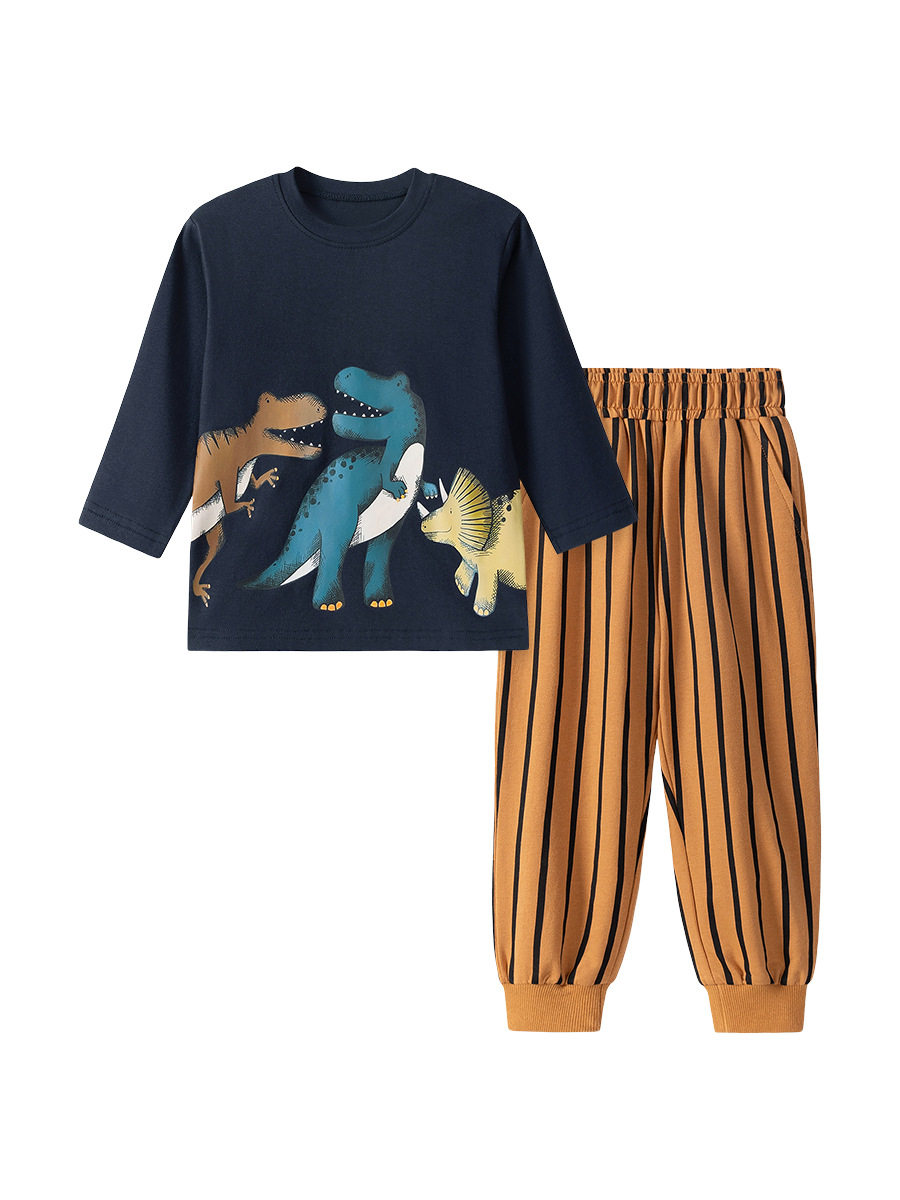 Kids' Clothing Source Factory, Autumn Boys' Set, Cartoon Striped Kids' Set