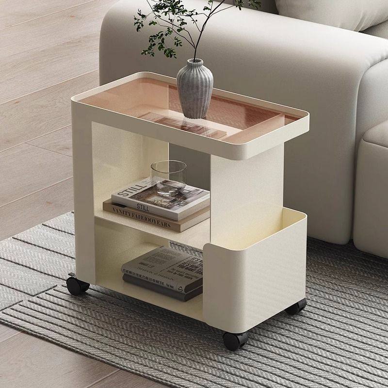Light Luxury Creative Living Room Mobile Trolley Iron Modern Home Sofa Simple Coffee Table Storage Rack Bedside Table