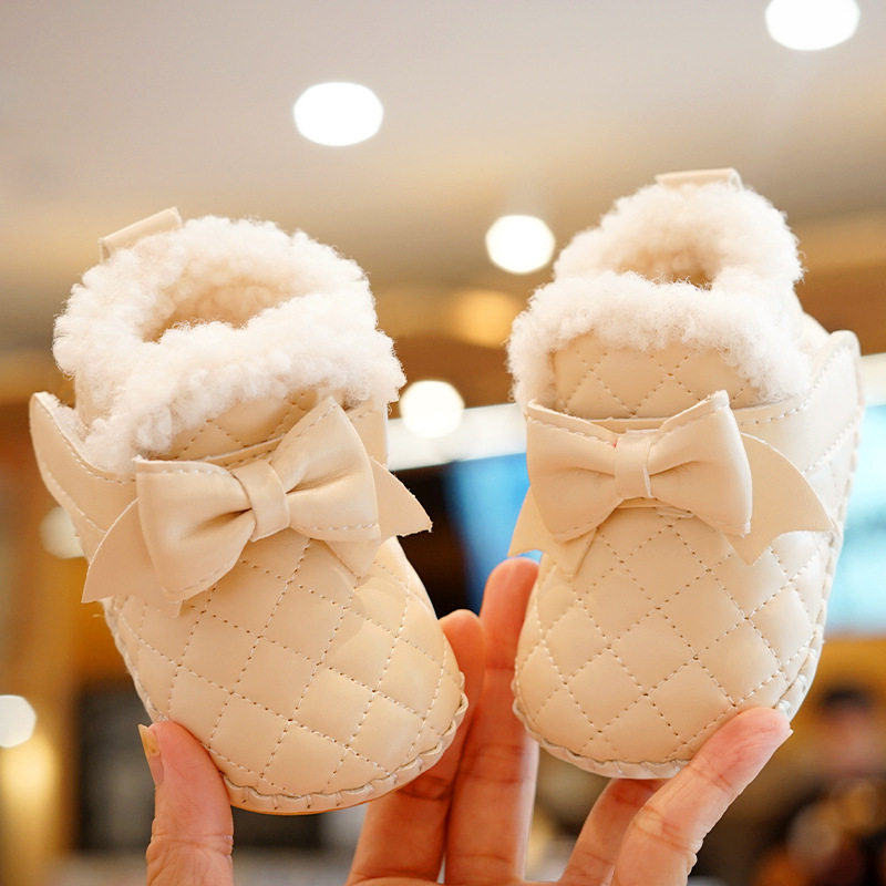 Baby Shoes Soft Sole Non-slip Winter fleece-lined Thickened Beginner Baby Girl Shoes 0-1 Year Old Toddler Shoes Princess