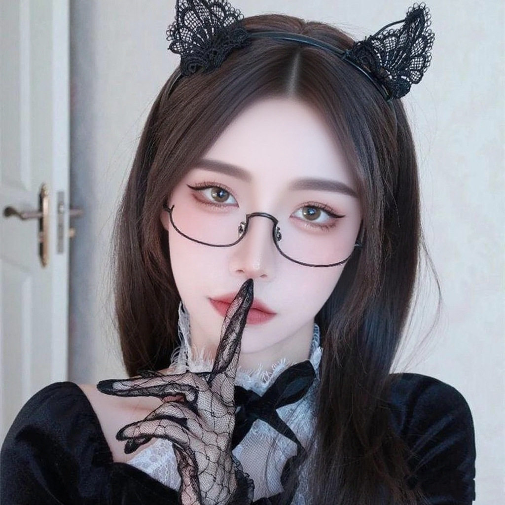 Japanese Style Internet Popular Lower Half-Frame Glasses Women's Cute Decorative Glasses Frame Yujie Pure Desire Half-Frame Glasses Without Lenses