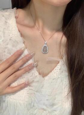 银贝新中式国风天然玉髓项链s925纯银福禄葫芦盒子链女锁骨链颈链