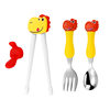 New Tiger Mouth Training Chopsticks Spoon Fork Three-piece Set Children's Supplementary Food Practice Chopsticks Cartoon Spoon Fork Small Gift Tableware