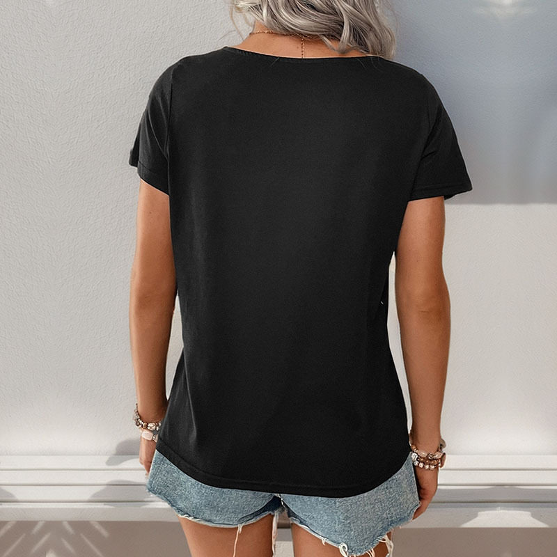 Summer Womens Striped Color Block T Shirt Short Sleeve Casual Style Lightweight Fabric Wholesale Available