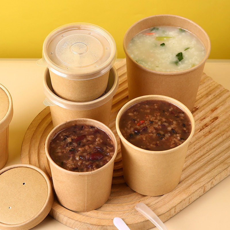 Porridge bucket packing box kraft paper porridge cup disposable commercial porridge cup breakfast take-out special soup bucket soup bowl