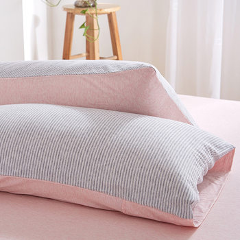 Pillowcase Simple Striped Knitted Cotton Single Pillowcase Jersey Cotton Pure Cotton Pillowcase Pair Direct Sale
