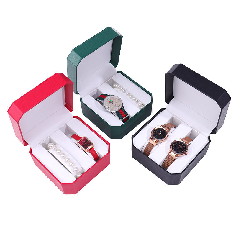Octagonal PU Watch Box Flip Double Watch Packaging Box Watch Gift Box Jewelry Storage Watch Box Wholesale