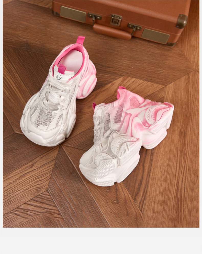 Giày sneaker nữ chunky đế dày phối màu cổ điển, đế cao 8 cm — Xanh lá, Đỏ, Xám chi tiết 23