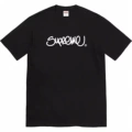 Supreme ss22 line cursive letter graffiti round neck short-sleeved t-shirt for men and women, black