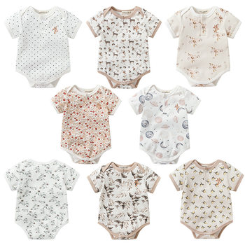 Cross-Border Ready-Made Baby Newborn Clothes Triangle Short-Sleeved T-Shirt Baggy Clothes Category a Cotton Baby Jumpsuit
