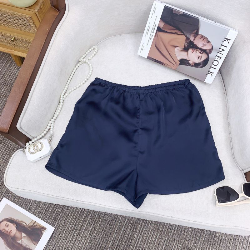 Đầm hai dây lụa tơ tằm dáng chữ A tay công chúa phong cách thanh lịch — [Quần short chống chói miễn phí màu lục lam] Len lụa, [Quần short chống lộ màu nâu hạt dẻ] Len lụa, [Quần short chống lộ màu trắng ngọc trai] Len lụa