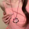 Sweet Girly Heart Cut Out Kitty Cat Pendant Necklace for Women, Sweet and Cool Versatile Long Clavicle Chain Accessories Necklace