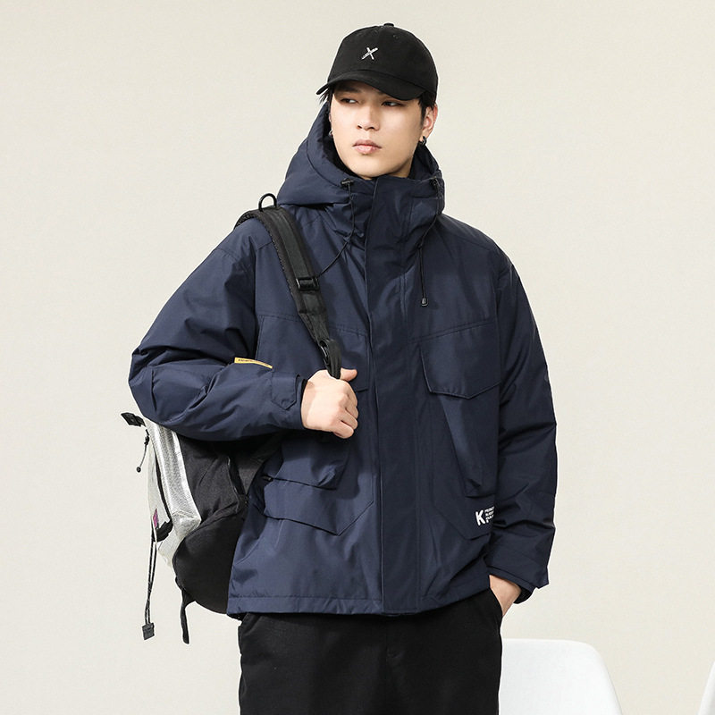 Xiangyunyu 2023 new velvet coat men's winter thickened hooded loose fashion windproof youth warm coat