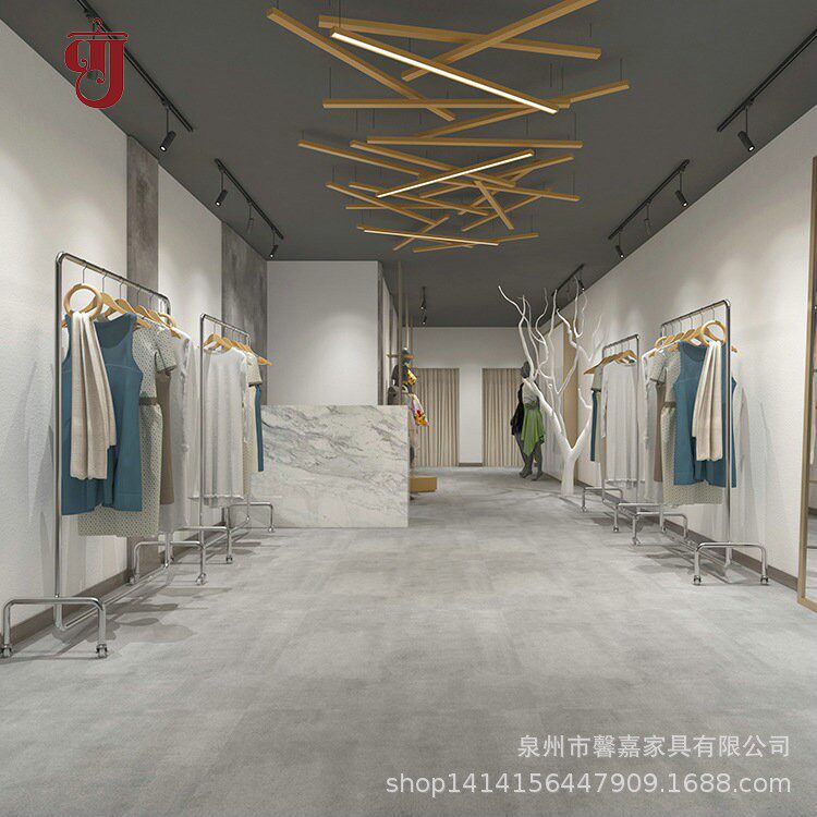 Clothes hanger floor wholesale clothing store display rack stainless steel movable women's clothing store clothes hanging pole gantry coat rack