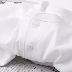 Japanese Pure White 250g heavy cotton Henry collar short-sleeved T-shirt solid color shoulder polo shirt bottoming top for men and women