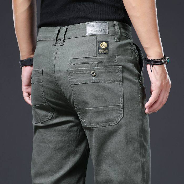 Quần Dài Cotton Nam Ống Đứng Thu Đông Dáng Ôm Vừa Vặn Màu Xám, Xanh