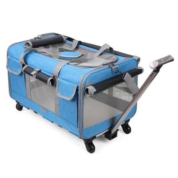 Cat Out of Bag New Portable Pet Trolley Case Detachable Universal Wheel Breathable Foldable Large Capacity Pet Bag