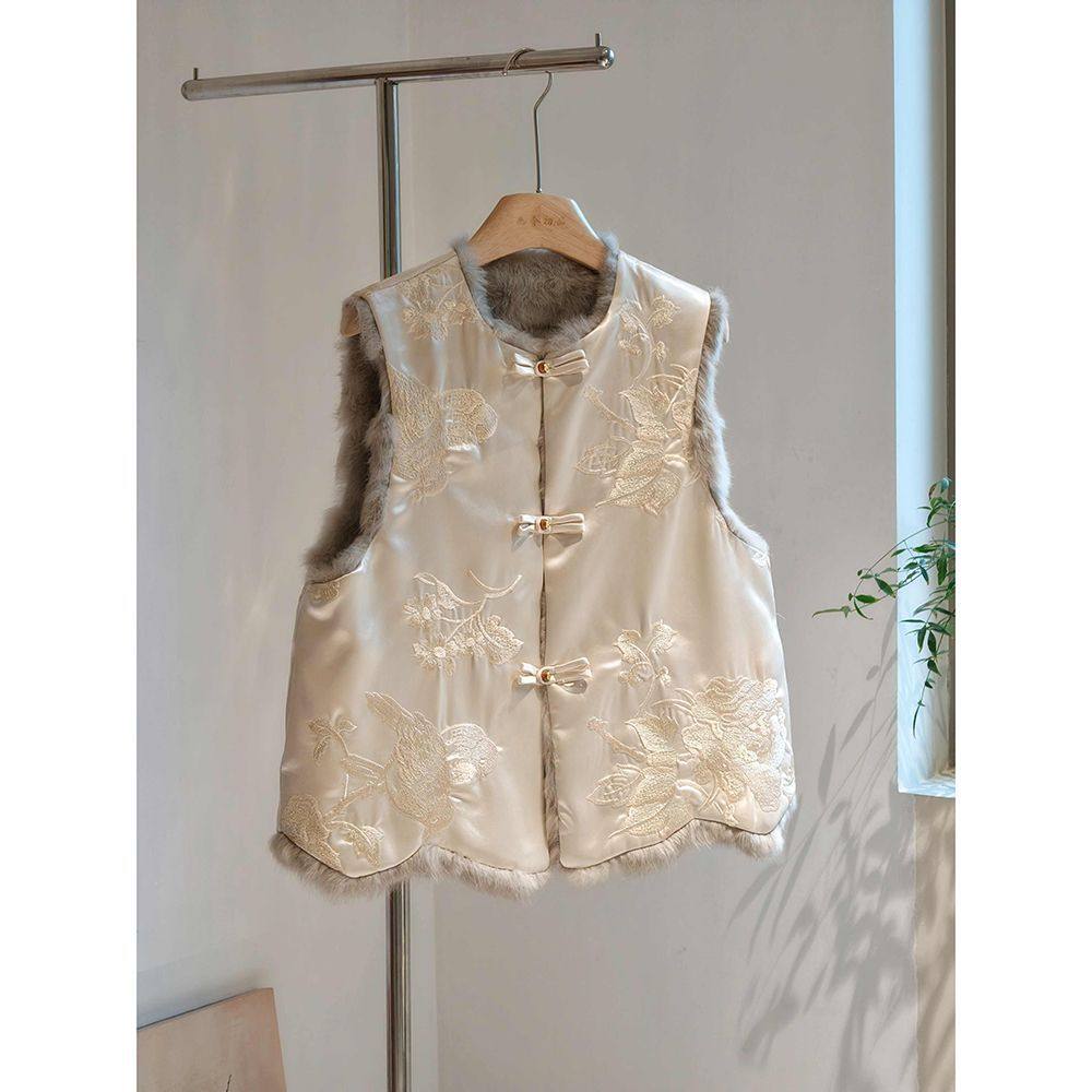 High-End New Chinese Style Reversible Versatile Retro Vest with Button Closure, National Style, High-End Retro Vest for Women to Wear Outside
