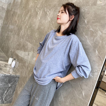 Pregnant women's clothing nursing clothes month clothing autumn and winter suit out spring and autumn two-piece pregnant women's home clothing pregnant women's pajamas