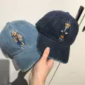 Embroidered bear denim dark