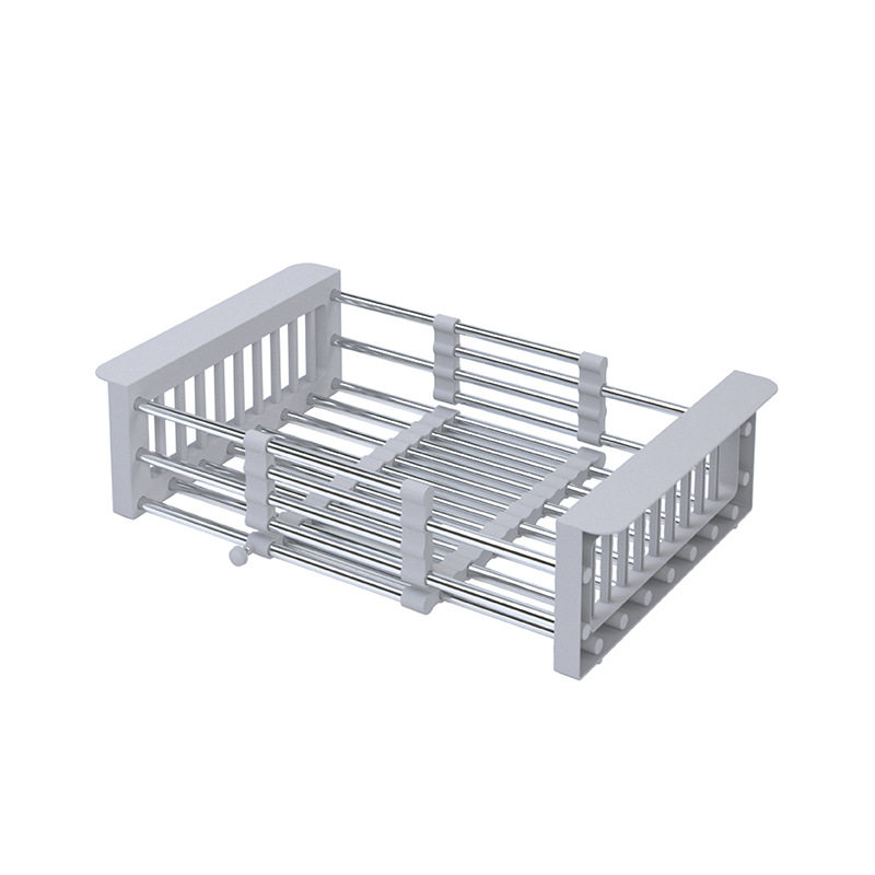 Stainless Steel Retractable Sink Drain Rack Fruit and Vegetable Bowl Chopsticks Vegetable Washing Drain Basket Household Dish Fruit Storage Rack