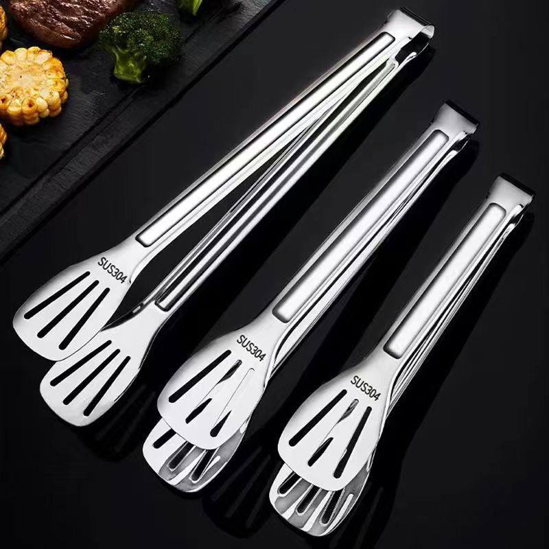 304 Stainless Steel Food Tongs Kitchen Baking Utensils Bread Tongs Steak Barbecue Meat Tongs Grill Tongs Oven