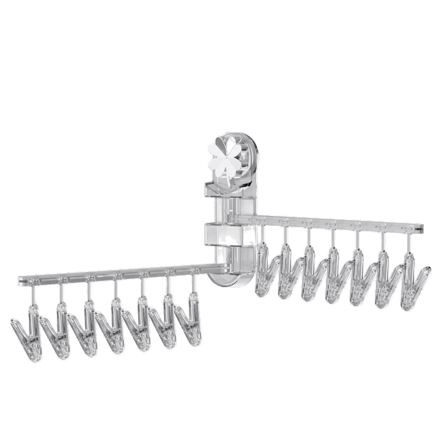 Suction Cup Drying Rack Balcony Foldable Storage Punch-free Socks Underwear Multi-head Drying Rack Household Hanger with Clip
