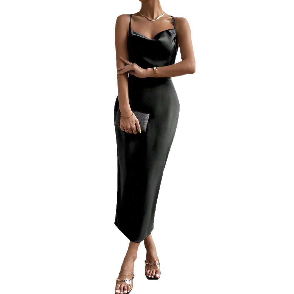 Satin Backless Maxi Dress Sexy Elegant Sleeveless Party Wear Available in Multiple Colors Wholesale Options