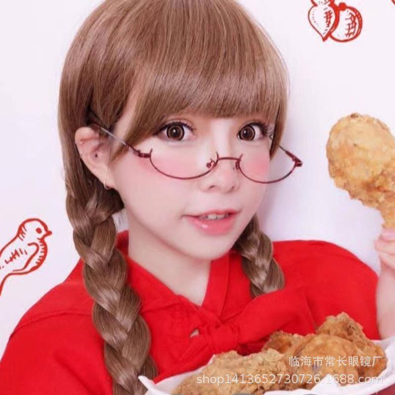 Second-dimensional lower half-frame glasses frame multi-style collection plain street photography artifact ins female decorative mirror can be equipped with myopia