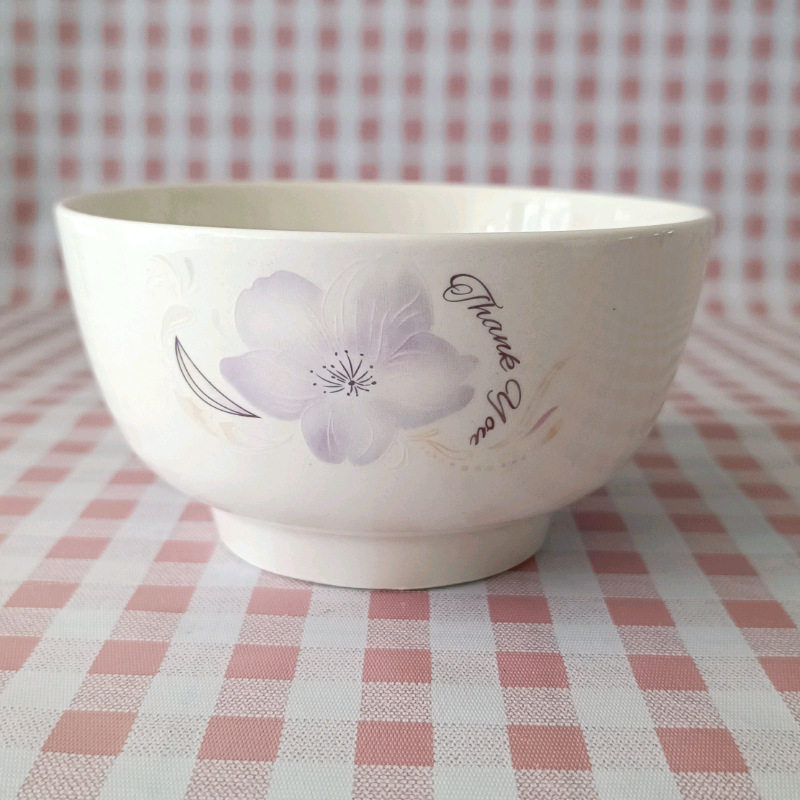 Chinese Style Simple Small Bowl Ceramic Rice Bowl Noodle Bowl Tableware Ceramic Household Printed Salah Bowl Straight Mouth Bowl Soup Bowl