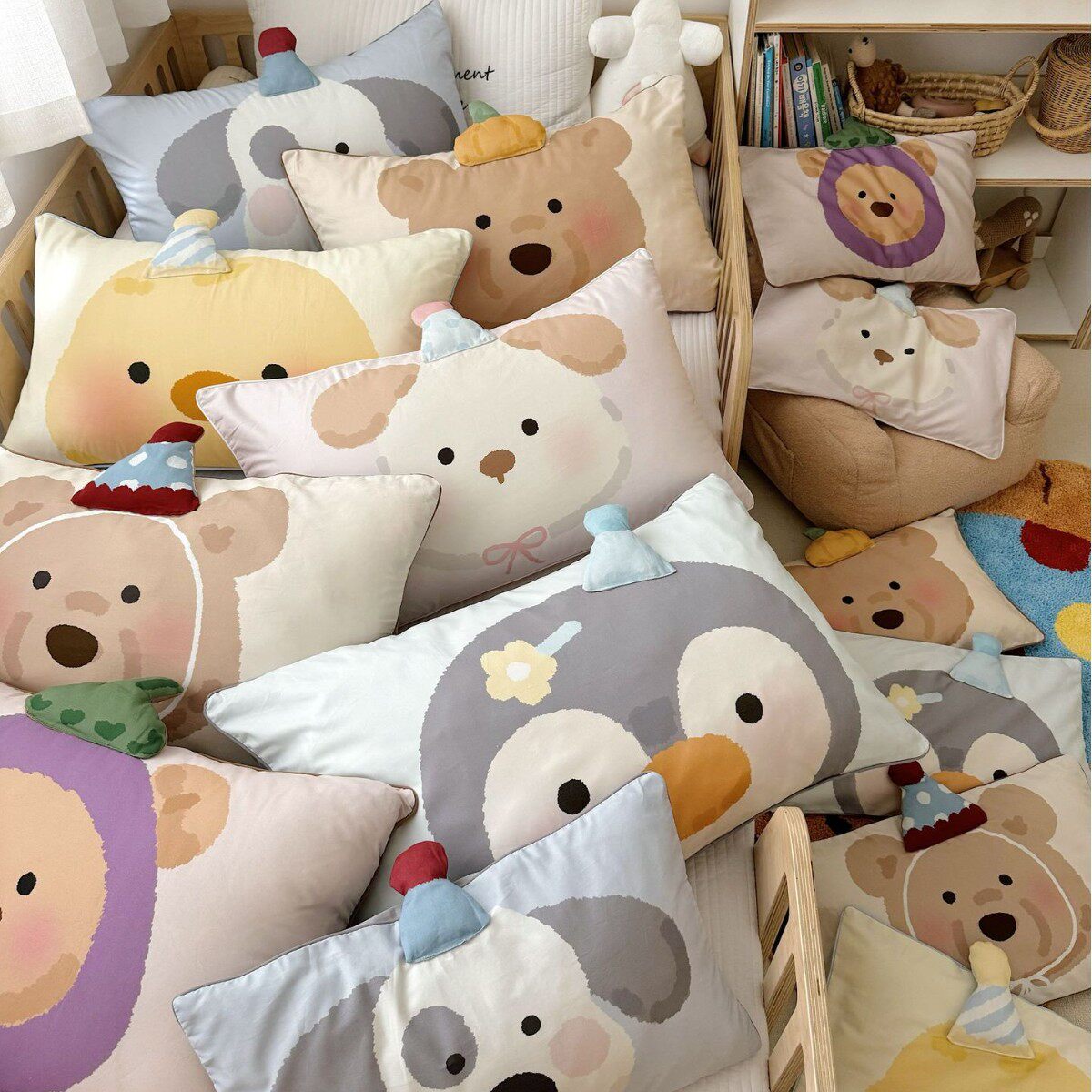 A cartoon children's cotton sanding pillowcase pillow core 30*50 thick single 48X74cm pillow cover