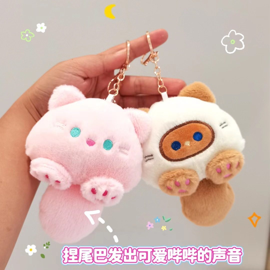 Cute BB call casual Cat plush hanging piece with sound cartoon doll keychain bag ornaments small Doll Doll